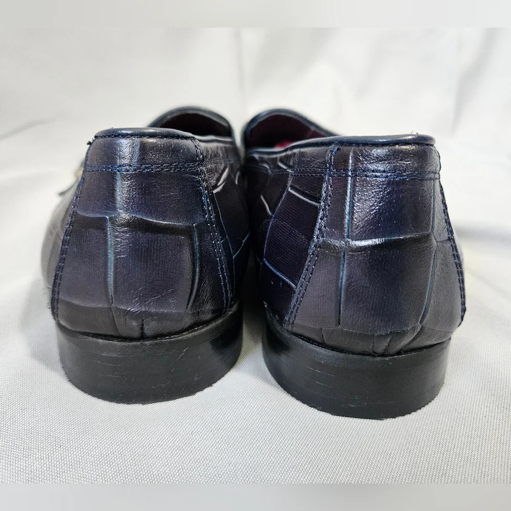 Sardinelli Barletta Italy Quiet Luxury Navy Double Monk Strap Loafers Sz 43/10